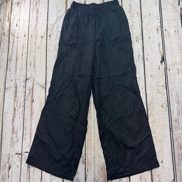 aerie Pants - Aerie wide leg black linen blend pants small